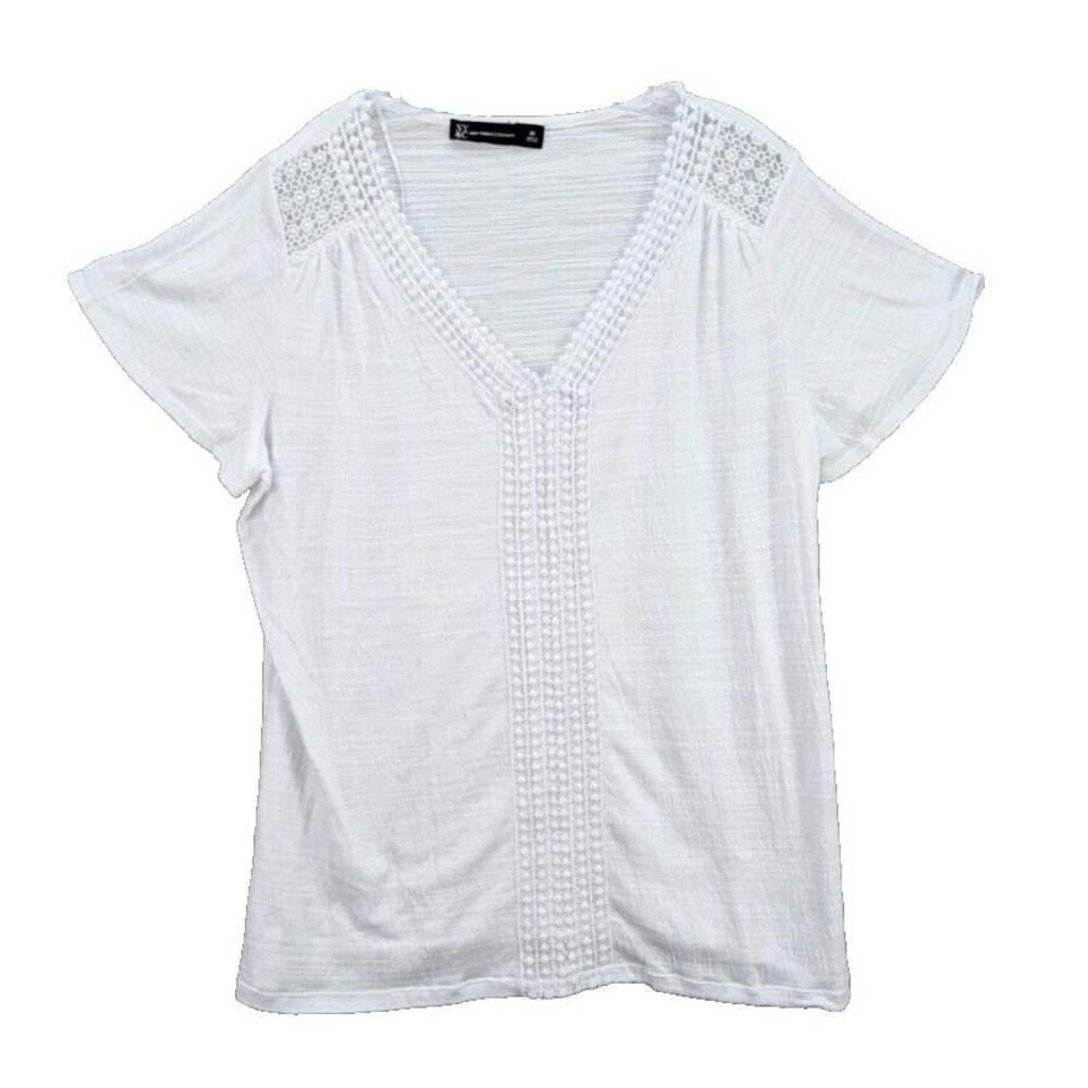 White V‑Neck Crochet Trim Women's Top